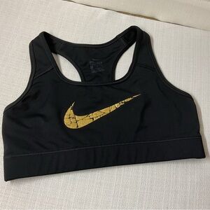Nike Black and Gold Racerback Sports Bra
